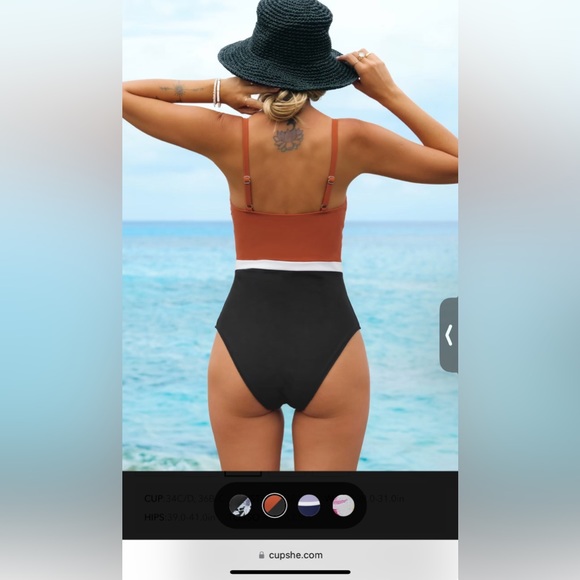 Colorblock Colombia Coast Square Neck One Piece Swimsuit - Picture 4 of 4